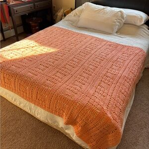 Hand Crochet Blanket in Coral